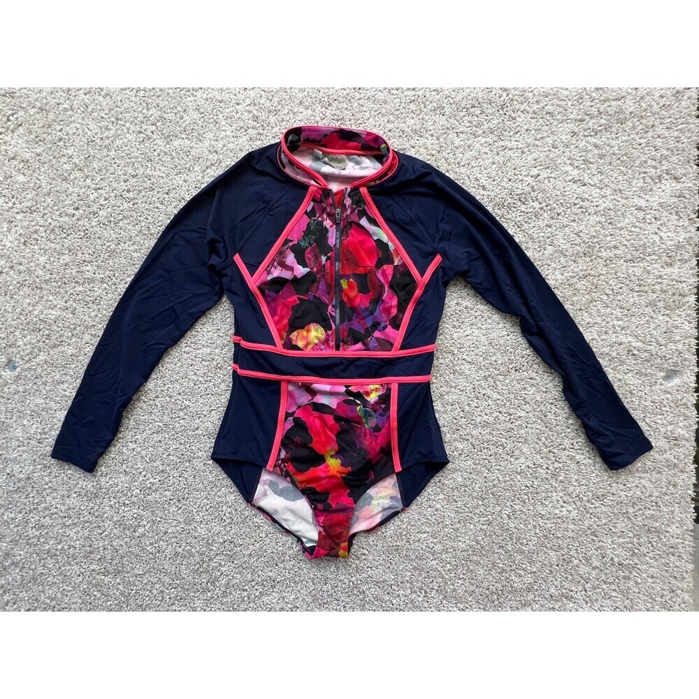 ATHLETA RED MYSTIQUE ONE PIECE RASHGUARD FOR SWIM SURF BEACH SIZE L